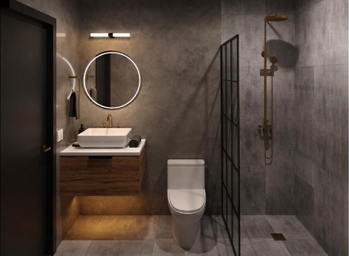 Opera Plaza bathroom render — 3D visualization