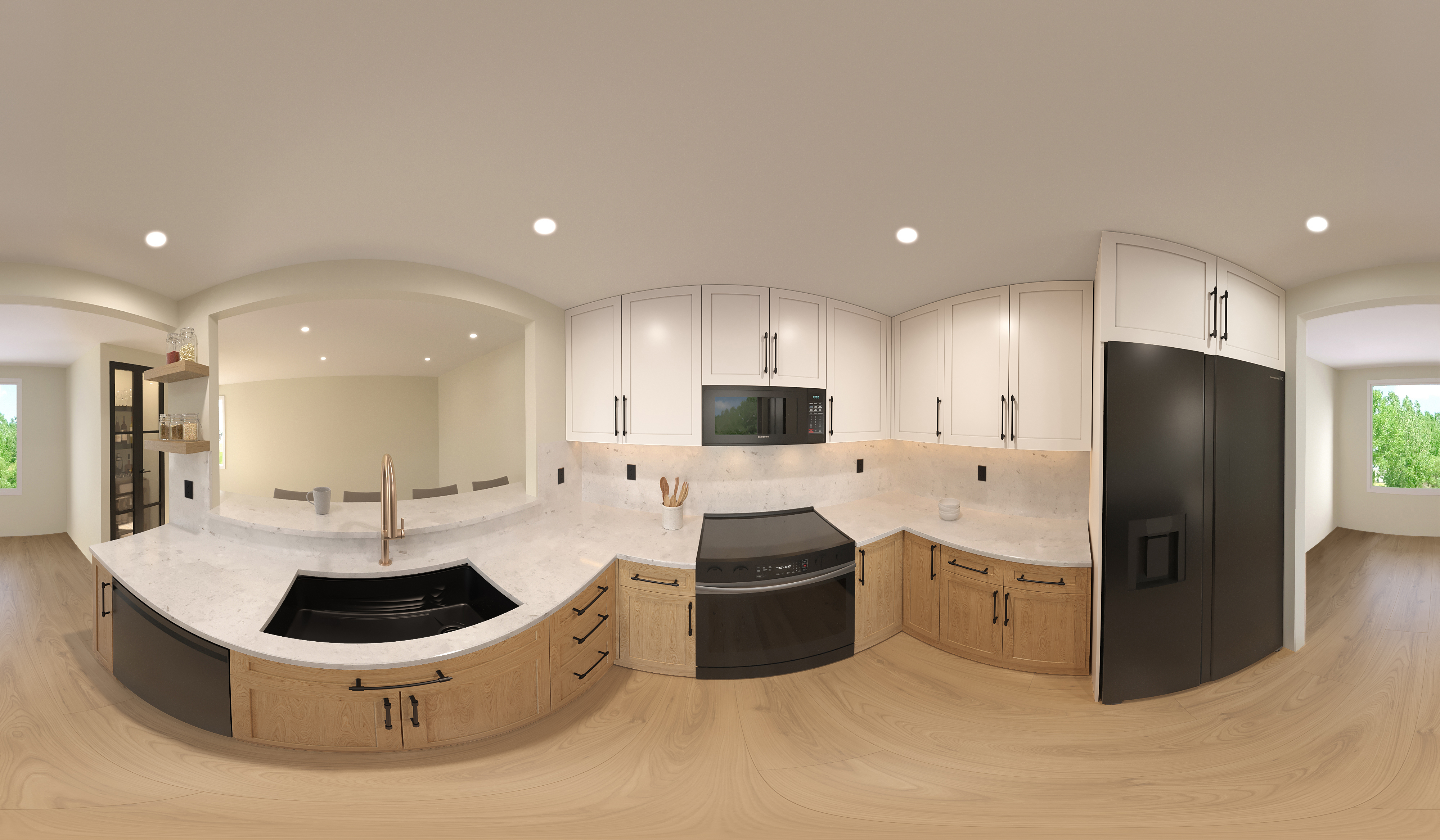 Kat & Adam 3D kitchen — drag to look around