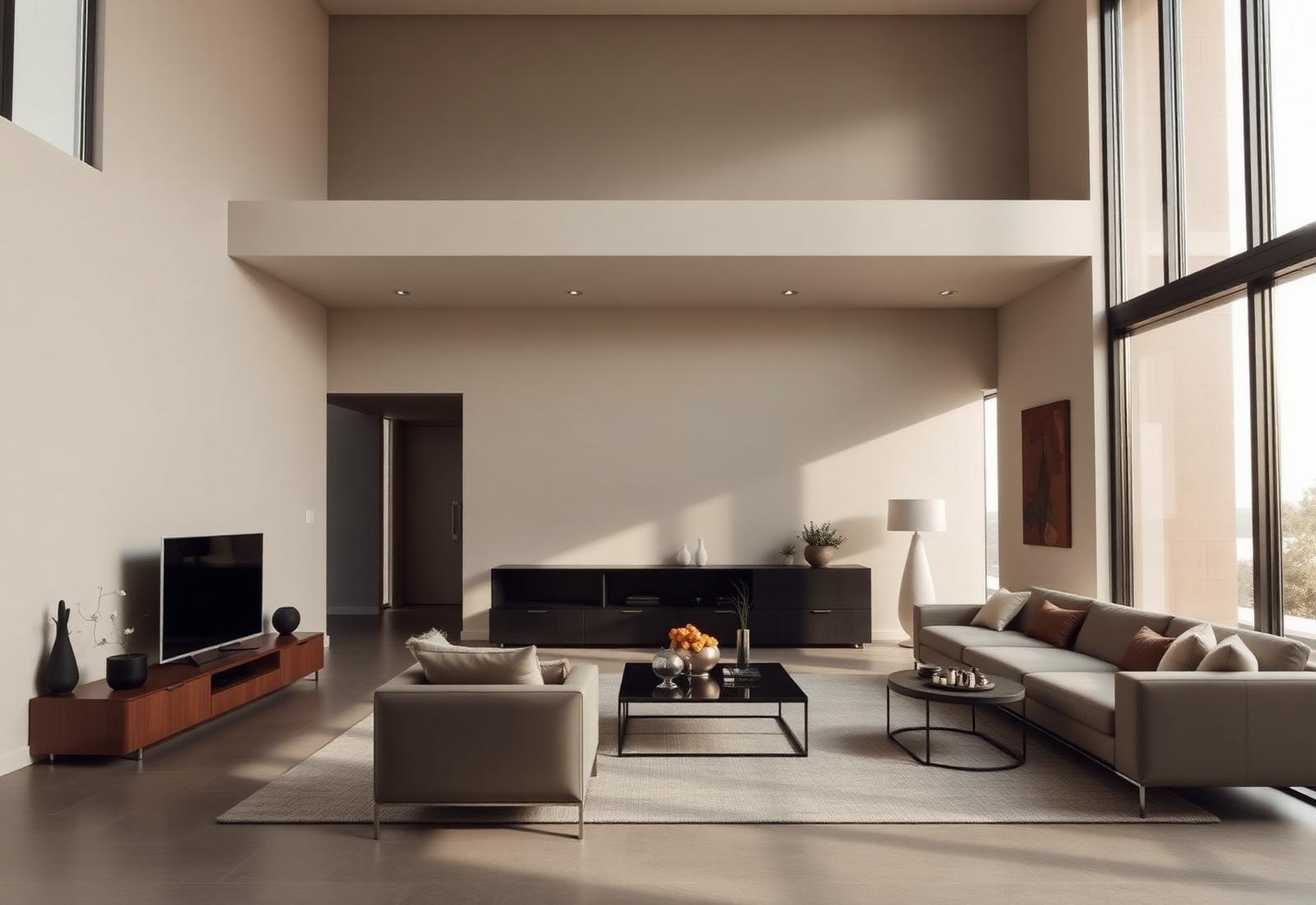 Minimalist California living room with linen sofa and oak details
